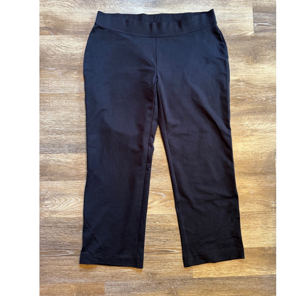 Lands End Starfish Straight Leg Knit Pants Black 2X 20W-22W Pull On Comfort NEW
